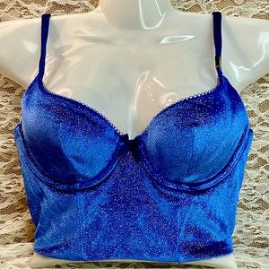 Body Victoria's Secret Blue Velour Sparkle 32B Lined Demi Bra